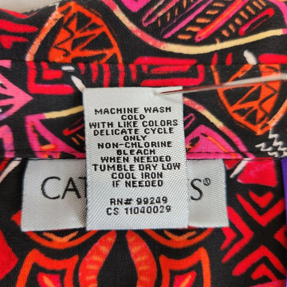 CATHERINES Multicolor AbstractPrint Full Button Down Shirt PLUS PETITE Size 3XWP - Picture 11 of 14
